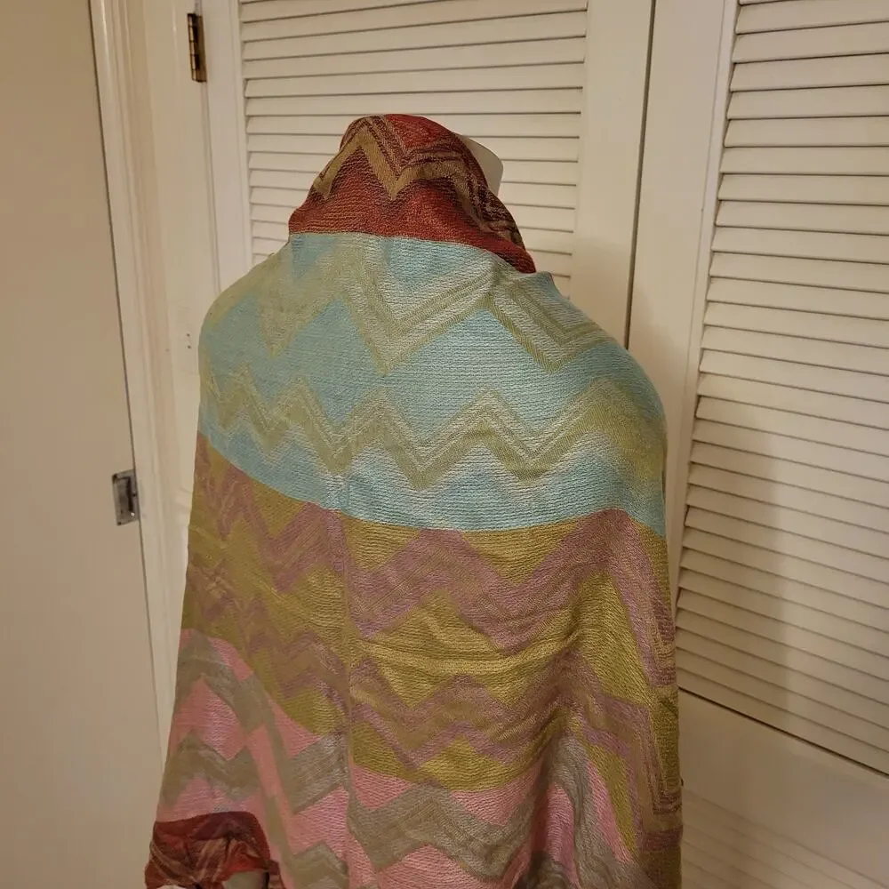 Colorful Zigzag Pattern Reversible Viscose Pashmina Scarf 80x28
